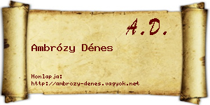 Ambrózy Dénes névjegykártya